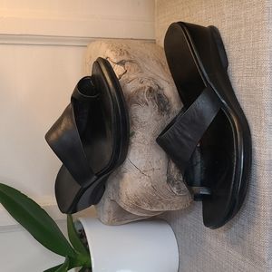 Black leather sandals